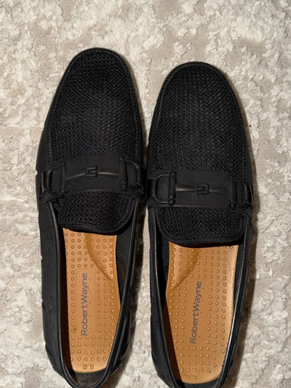 Robert Wayne Black Knit Slip-On Loafers with Bit Detail